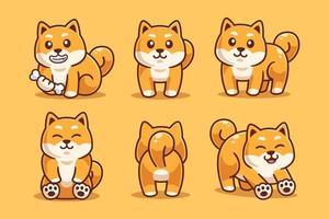 colección de personajes de dibujos animados de shiba inu vector