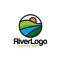 River Mountain Logo Design Vector Template