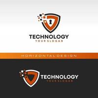 Shield Technology Logo Icon Stock Vector