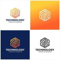 vector de concepto de diseños de logotipo de tecnología hexagonal moderna, plantilla de logotipo de tecnología hexa