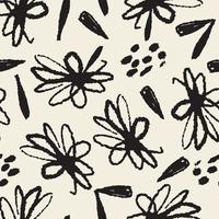 seamless monochrome pattern background with hand drawn flowers , greeting card or fabric vector