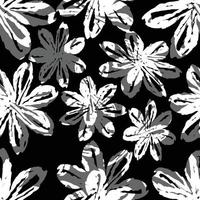 seamless monochrome abstract hand drawn flowers  background , greeting card or fabric vector