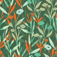 seamless green abstract flowers and leaves pattern background , greeting card or fabric
