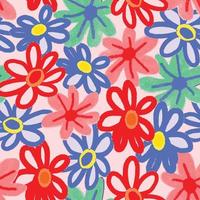 seamless cute multicolour flowers pattern background , greeting card or fabric vector