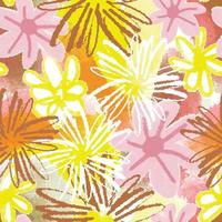 seamless hand drawn mixed abstract flowers pattern background , greeting card or fabric vector