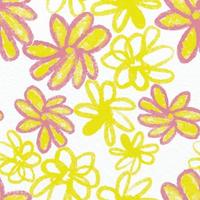 seamless hand drawn pink and yellow flowers pattern background , greeting card or fabric vector