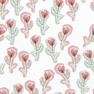 seamless cute watercolour flowers pattern on paper texture background , greeting card or fabric
