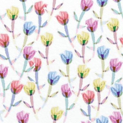 seamless mixed rainbow watercolour flowers pattern on paper texture background , greeting card or fabric