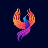 Flying Phoenix Fire Bird abstract Logo design vector template