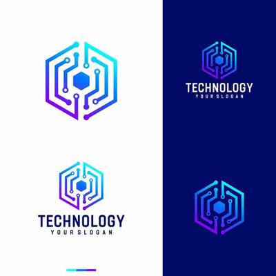 Modern Hexagon tech logo designs concept vector, Hexa Technology logo template