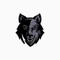 Wolf mascot vector art. Frontal symmetric image of wolf looking dangerous. Vector icon.