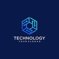 Modern Hexagon tech logo designs concept vector, Hexa Technology logo template vector