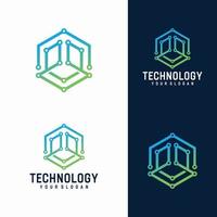 Modern Hexagon tech logo designs concept vector, Hexa Technology logo template vector