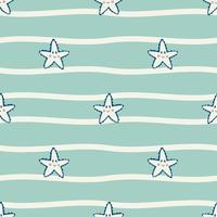 Vector hand drawn colored childish seamless repeating simple flat pattern with starfish in scandinavian style. Cute baby animals. Pattern for children with whales.