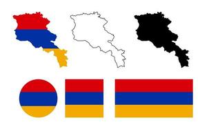 republic of armenia map flag icon set isolated on white background vector