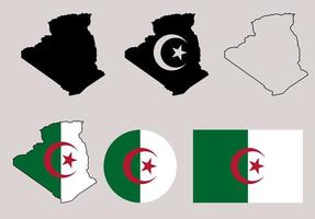 People's Democratic Republic of Algeria map flag icon set vector