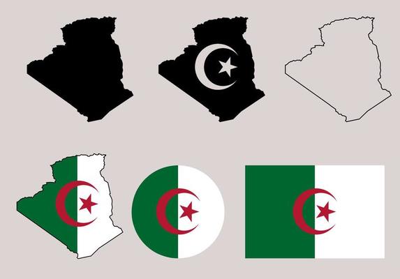 People's Democratic Republic of Algeria map flag icon set