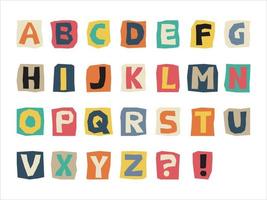 English cutout alphabet in retro style vector