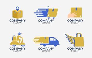colección de conjunto de logotipos de productos de entrega sin contacto vector