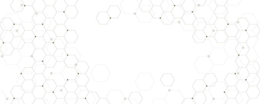 White banner with tech hexagon pattern design vector