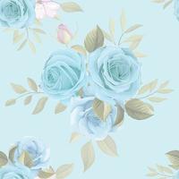 Beautiful seamless pattern design with blue floral design vector