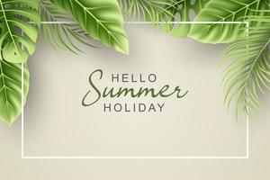 Summer background with realistic tropical leaves vector