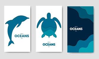 World Oceans Day Simple Template Bundle vector