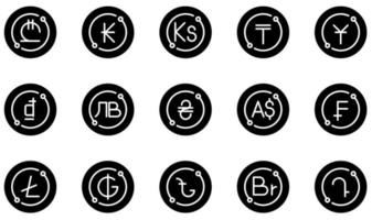 Set of Vector Icons Related to Currency. Contains such Icons as Yuan, Dong, Ukraine, Franc, Litecoin, Guarani and more.