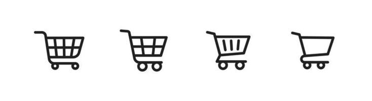 Trolley icon set, outlined style, editable stroke vector