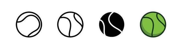elemento de diseño de icono de pelota de tenis, estilo delineado y estilo plano vector