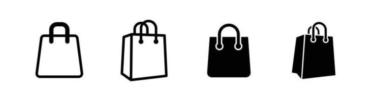 Shopping bag icon, set of 4, ecommerce design element vector