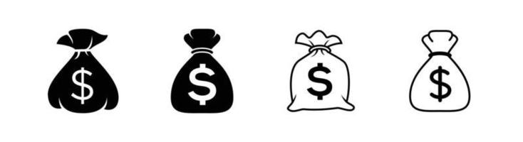 Money bag icon design element, flat style and outlined vector