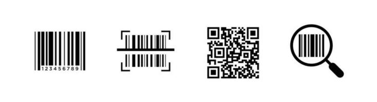 conjunto de iconos de código de barras relacionado con el escaneo de etiquetas vector