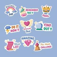 Fantasy Journal Sticker Collection vector