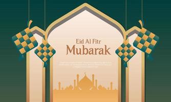 Realistic eid al-fitr ramadan illustration graphic design template vector