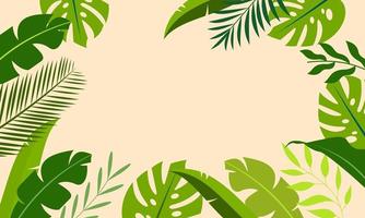 Flat tropical leaves background vector