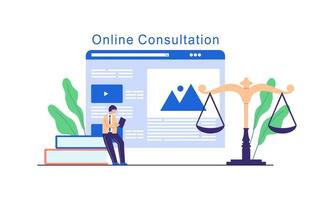 Legal advice online service, lawyer website vector illustration