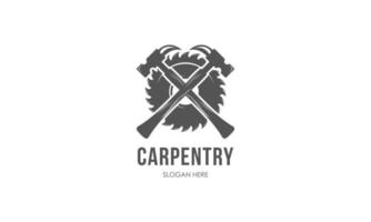 Carpentry workshop and woodwork logo vector