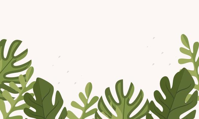 Flat tropical leaves background vector