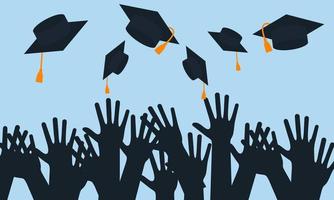 Graduation hats background with mortar boards vector