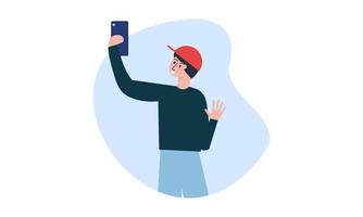 Friends taking a selfie. Friendship and youth concept illustration vector