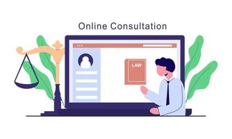 Legal advice online service, lawyer website vector illustration