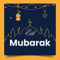 Flat Eid Mubarak Social Media Post vector