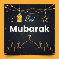 publicación de redes sociales plana de eid mubarak vector