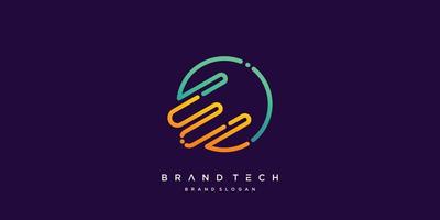 Tech logo E with creative molecule style vector part 4