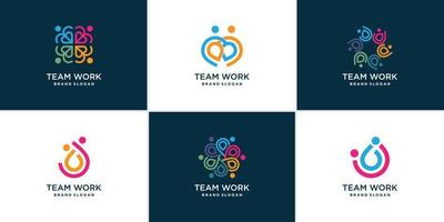 conjunto de logotipos de trabajo en equipo premium vector