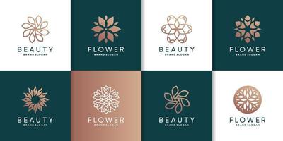 Set of flower logo template for woman, beauty, spa, wellness company Premium Vector