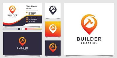 Builder logo location with creative gradient shape Premium Vector