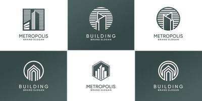 Set of building logo concept with creative unique concept Premium Vector