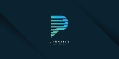 Modern creative P logo template with unique style, technology, computer, data, part 10